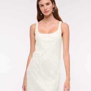 Abercrombie & Fitch White Chemise Dress with Textured Fabric